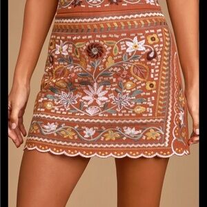 Lulu’s Western Embroidered Mini Skirt